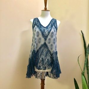 Free People blue lace tank top